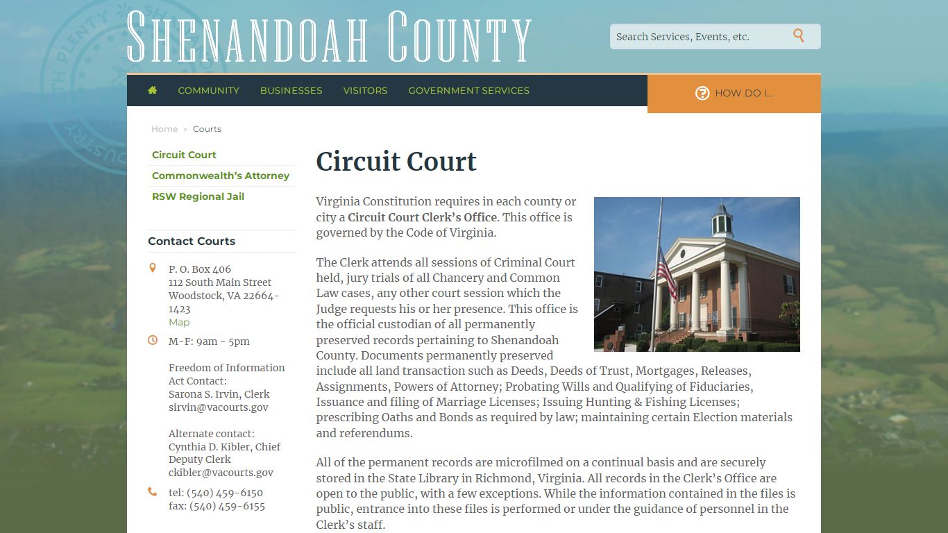 Circuit Court - Courts - Shenandoah County, Virginia